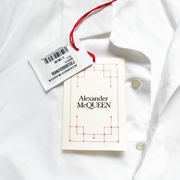 Alexander McQueen Men’s Long Sleeved Button Down Shirt White Size 15 NEW NWT - Picture 8 of 14